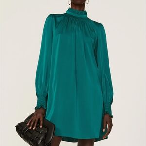 Adam Lippes Teal Long Sleeve Dress